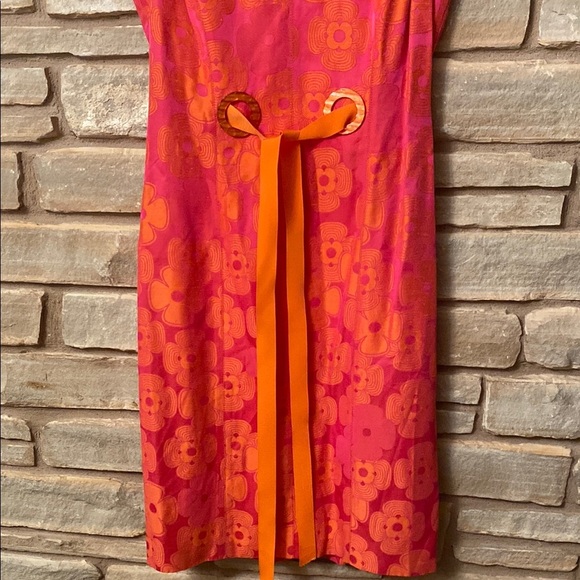 Chetta B Elegant Pink and Orange Sleeveless Dress Size 6 - Picture 3 of 11